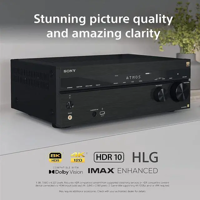 Alt view image 2 of 7 - Sony STR-AN1000 7.2-ch Surround Sound Home Theatre 8K A/V Receiver: Dolby Atmos, DTS:X, Digital Cinema Auto Calibration IX, Bluetooth, WiFi, Google Chromecast
