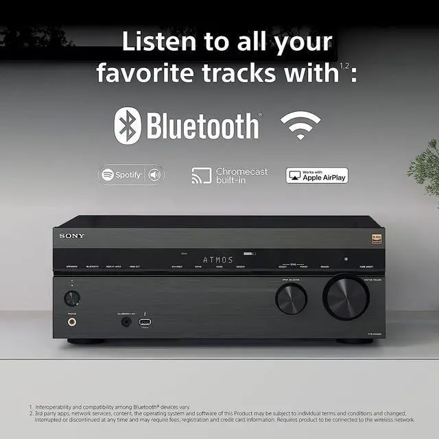 Alt view image 5 of 7 - Sony STR-AN1000 7.2-ch Surround Sound Home Theatre 8K A/V Receiver: Dolby Atmos, DTS:X, Digital Cinema Auto Calibration IX, Bluetooth, WiFi, Google Chromecast