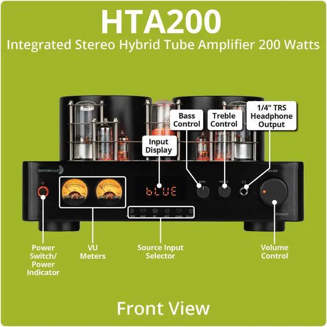 Alt view image 3 of 5 - Dayton Audio HTA200 Integrated Stereo Hybrid Tube Amplifier 200 Watts