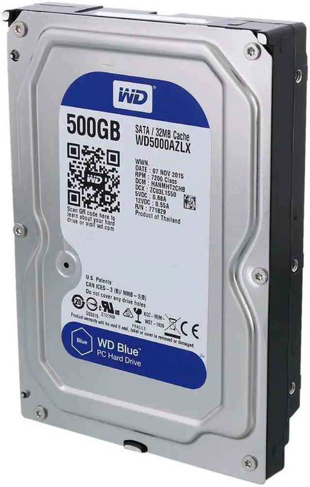Alt view image 2 of 2 - WD Blue 500GB Desktop Hard Disk Drive - 7200 RPM SATA 6Gb/s 32MB Cache 3.5 Inch - WD5000AZLX