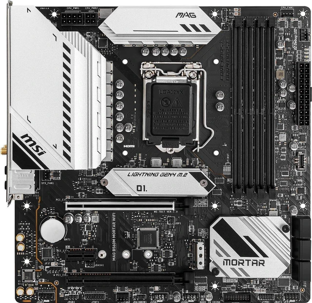 Alt view image 3 of 4 - MSI MAG B560M MORTAR WIFI LGA 1200 Intel B560 SATA 6Gb/s Micro ATX Intel Motherboard