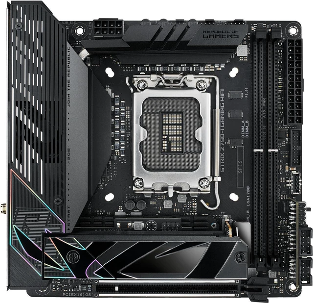 Alt view image 2 of 4 - ASUS ROG Strix Z790-I Gaming WiFi 6E LGA 1700 (Intel 14th & 13th & 12th Gen) mini-ITX gaming motherboard (PCIe 5.0,DDR5,10+1 power stages,Thunderbolt 4,2.5 Gb LAN,USB 3.2 Gen 2x2 front panel Type-C, 2