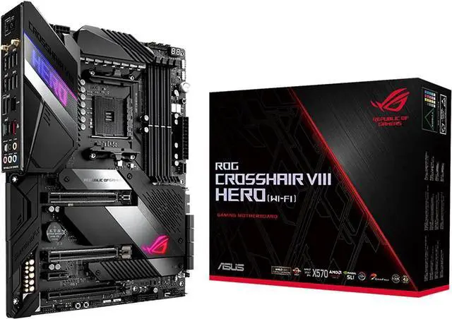 Main image of ASUS AMD AM4 ROG X570 Crosshair VIII Hero (Wi-Fi) ATX Motherboard with PCIe 4.0, Dual M.2, SATA 6Gb/s, USB3.2 Gen 2, 2.5Gbps LAN, WiFi 6