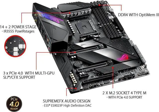 Alt view image 5 of 6 - ASUS AMD AM4 ROG X570 Crosshair VIII Hero (Wi-Fi) ATX Motherboard with PCIe 4.0, Dual M.2, SATA 6Gb/s, USB3.2 Gen 2, 2.5Gbps LAN, WiFi 6