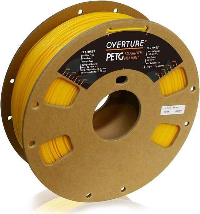 OVERTURE PETG Filament 1.75mm, 3D Printer Filament, 1kg Filament (2.2lbs),  Dimensional Accuracy 99% Probability +/- 0.02 mm, Fit Most FDM Printers