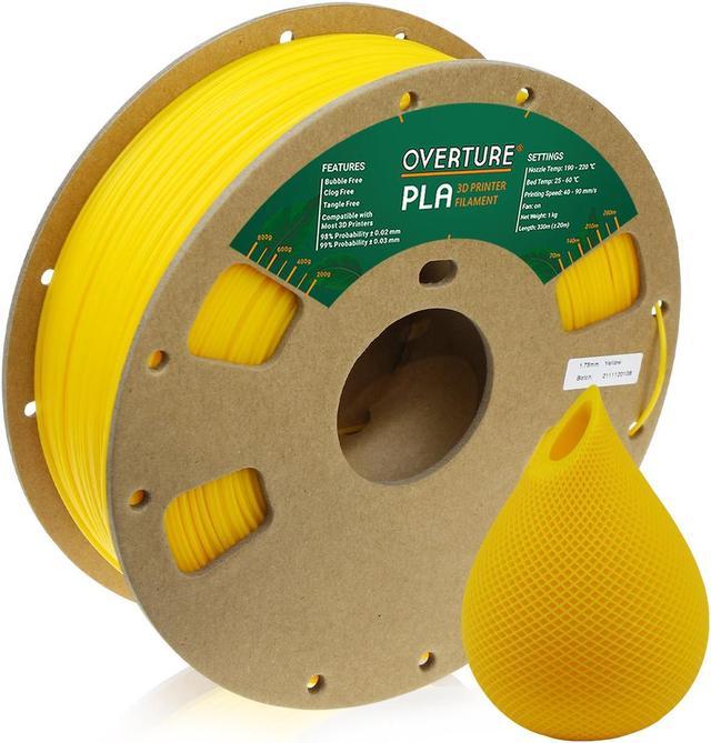 OVERTURE PLA Filament 1.75mm PLA 3D Printer Filament, 1kg Cardboard Spool  (2.2lbs), Dimensional Accuracy +/- 0.03mm, Fit Most FDM Printer Yellow 