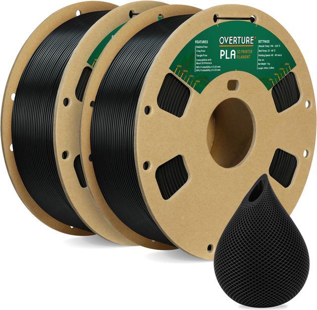 OVERTURE PLA Filament 1.75mm PLA 3D Printer Filament, 1kg Cardboard Spool  (2.2lbs), Dimensional Accuracy +/- 0.03mm, Fit Most FDM Printer Black*2 