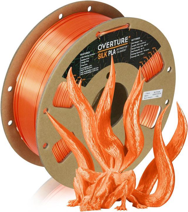 OVERTURE Silk PLA 1.75mm Dual Color Filament, Clog-Free Shiny 3D Printer  Filament, 1kg Spool(2.2lbs), Dimensional Accuracy +/- 0.03 mm, Fit Most FDM  Printer Orange 
