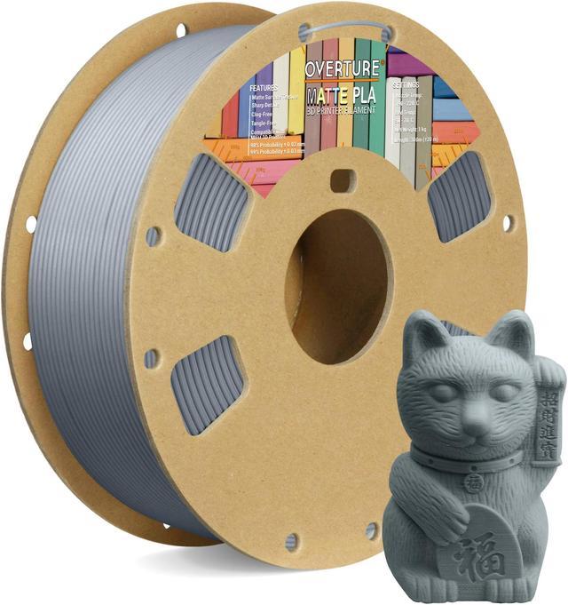OVERTURE PLA Matte Filament 1.75mm, Matte PLA Roll 1kg Cardboard Spool  (2.2lbs), Dimensional Accuracy +/- 0.03 mm (Light Grey) 