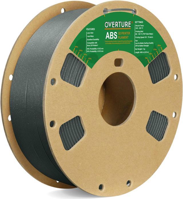 OVERTURE ABS Filament 1.75mm, ABS 1kg Spool (2.2lbs),3D Printer Filament,Dimensional  Accuracy +/- 0.03 mm, Fit Most FDM Printer (Diamond Gray) 