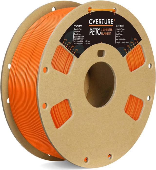 OVERTURE PETG Filament 1.75mm, 3D Printer Filament, 1kg Filament (2.2lbs),  Dimensional Accuracy 99% Probability +/- 0.02 mm, Fit Most FDM Printers