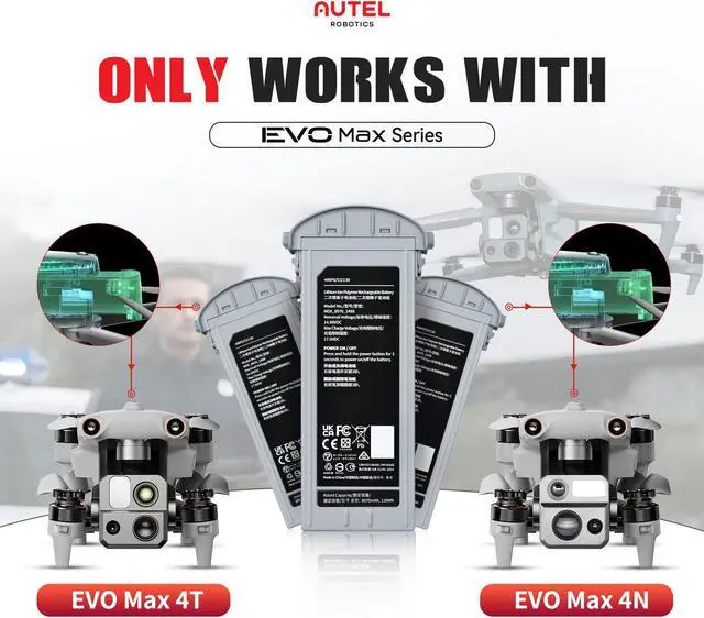 Alt view image 3 of 7 - Autel Robotics EVO Max Series Original Battery 8070mAh 14.88V LiPo 4S Battery 120wh Energy -20ºC to 45ºC Charging Temperature