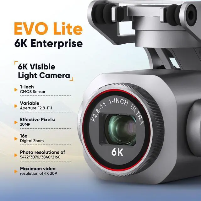 Alt view image 3 of 6 - Autel Robotics  EVO Lite 6K Bundle Edition Enterprise Infrared Thermal-imaging Camera 16x Zoom Professional Flight Software Equipped