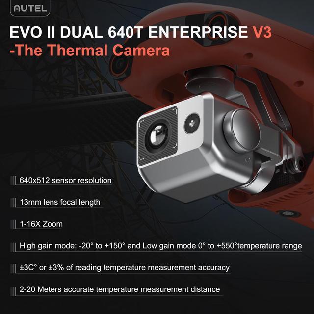 Alt view image 2 of 7 - Autel Robotics Evo II Dual 640T V3 Thermal Camera Rugged Bundle Thermal Drone with 640x512 Thermal Imaging with 1/1.28" RYYB CMOS 8K Sensor, 38Mins Flight Time 16x Digital Zoom 50 Megapixels