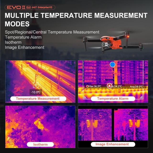 Alt view image 3 of 7 - Autel Robotics Evo II Dual 640T V3 Thermal Camera Rugged Bundle Thermal Drone with 640x512 Thermal Imaging with 1/1.28" RYYB CMOS 8K Sensor, 38Mins Flight Time 16x Digital Zoom 50 Megapixels