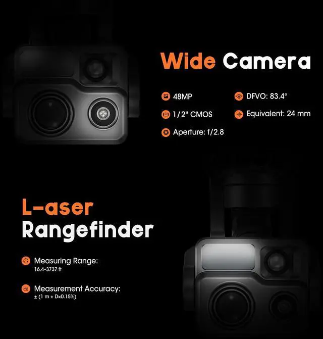 Alt view image 2 of 7 - Autel Robotics EVO MAX 4T Visiable/Zoom/Thermal/L-aser 4 Cameras in One Drone 50MP&1/1.28" CMOS 8K Camera 1-160x Super Zoom 640×512 Thermal Resolution 16.43737 ft L-aser Range A-Mesh 1.0