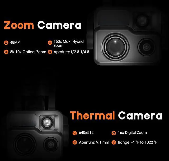 Alt view image 3 of 7 - Autel Robotics EVO MAX 4T Visiable/Zoom/Thermal/L-aser 4 Cameras in One Drone 50MP&1/1.28" CMOS 8K Camera 1-160x Super Zoom 640×512 Thermal Resolution 16.43737 ft L-aser Range A-Mesh 1.0