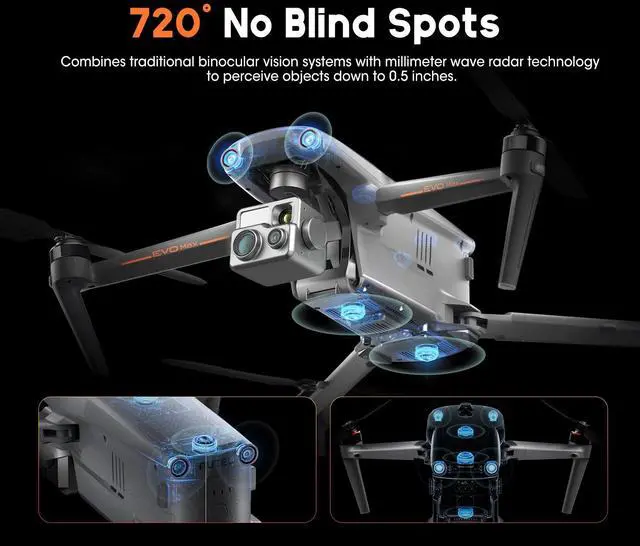 Alt view image 4 of 7 - Autel Robotics EVO MAX 4T Visiable/Zoom/Thermal/L-aser 4 Cameras in One Drone 50MP&1/1.28" CMOS 8K Camera 1-160x Super Zoom 640×512 Thermal Resolution 16.43737 ft L-aser Range A-Mesh 1.0