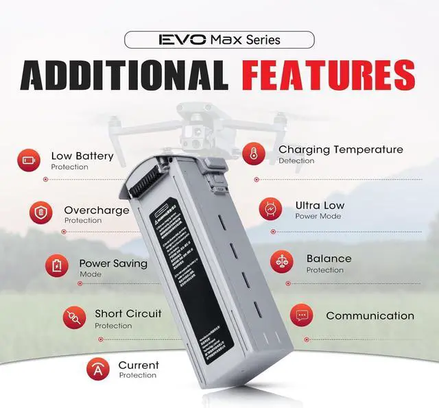 Alt view image 7 of 7 - Autel Robotics EVO Max 4T Battery, 2025 8070mAh 14.88V, Hot-Swapping, Auto self-Heating in Low Temperatures,42 Minutes Flight, Designed for EVO Max 4N/ 4T (XE) Drone