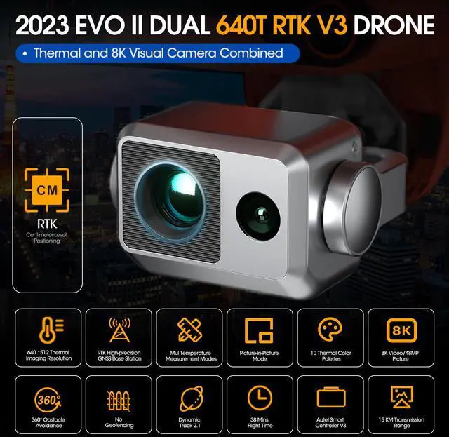 Alt view image 2 of 7 - Autel Robotics Evo 2 Dual 640t EnterProise V3 + RTK Module & Smart Controller V3