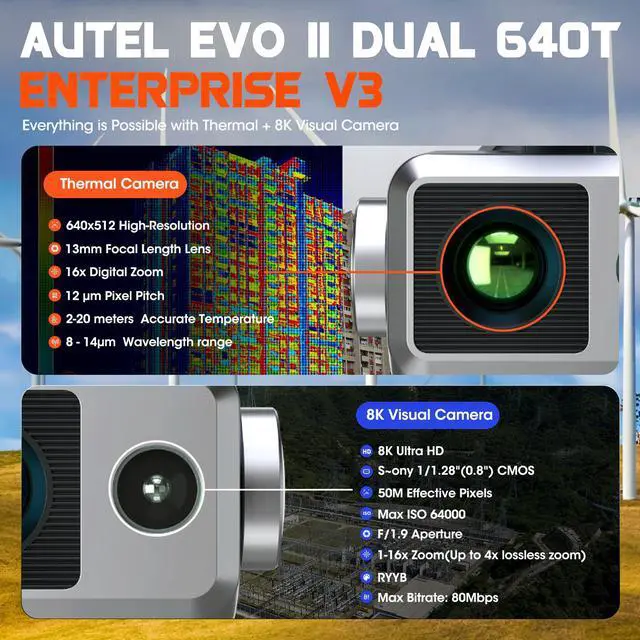 Alt view image 3 of 7 - Autel Robotics EVO II DUAL 640T V3 Thermal Camera Smart Controller Bundle