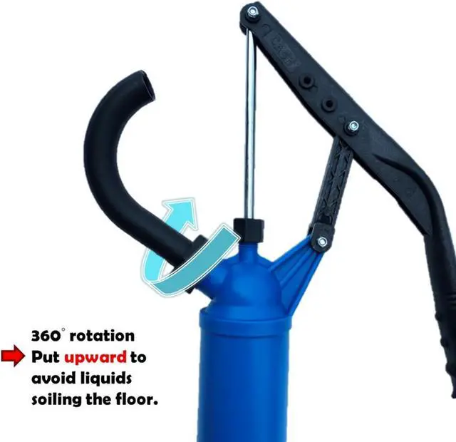Alt view image 2 of 7 - JAANHUEI P490JH Plastic Lever Acting Drum Barrel Pump PP Manual Drum Barrel Pump Patented in USA Blue 53.5 inches (136 cm) PP Spout 11.8 oz. (350 cc) Per Stroke for 5, 15, 30, 55 gal
