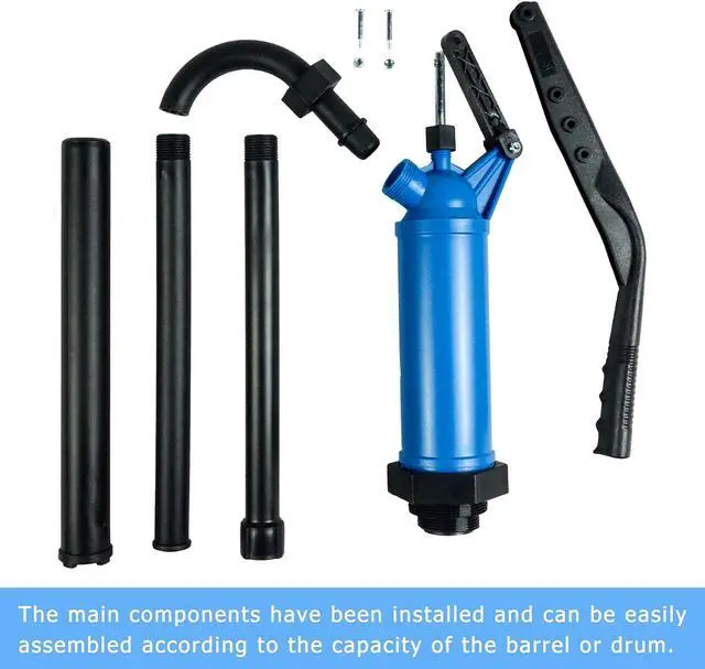 Alt view image 4 of 7 - JAANHUEI P490JH Plastic Lever Acting Drum Barrel Pump PP Manual Drum Barrel Pump Patented in USA Blue 53.5 inches (136 cm) PP Spout 11.8 oz. (350 cc) Per Stroke for 5, 15, 30, 55 gal