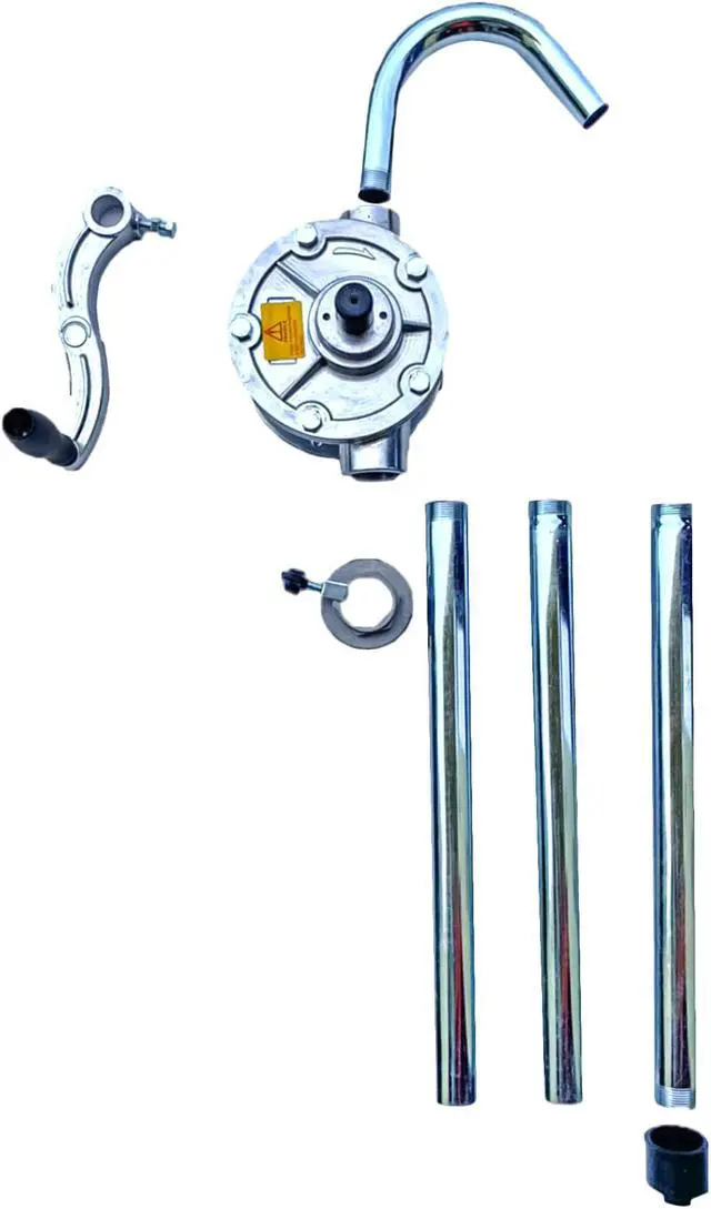 Alt view image 2 of 7 - JAANHUEI RP91AJH Aluminum Rotary Drum Pump Hand Pump for Drum Barrels Patented in Taiwan Silver/Grey 56.1 inches (142.5 cm) PPS Vane, NBR Seals 9.4 oz. (280 cc) per rotation for 5, 15, 30, 55 gal
