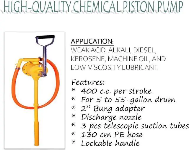Alt view image 3 of 7 - JAANHUEI RP20PJH Hand Lever PP Diaphragm Pump Chemical Piston Pump Heavy-Duty Pump for Drum Barrels Patented in USA, Taiwan, EU 55 inches (140 cm) 13.5 oz. (400 cc) per Stroke for 5, 15, 30, 55 gal