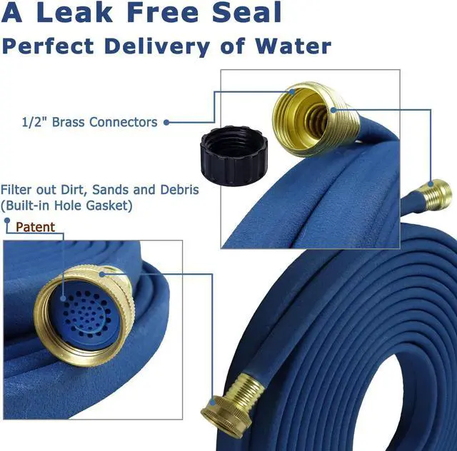 Alt view image 4 of 6 - H2O WORKS Garden Flat Soaker Hose 1/2 in x 50ft,More Water Leakage, Heavy Duty Metal Hose Connector Ends, Perfect Delivery of Water,Garden Flower Bed and Vegetable Patch,Landscaping, Savings 80% Water