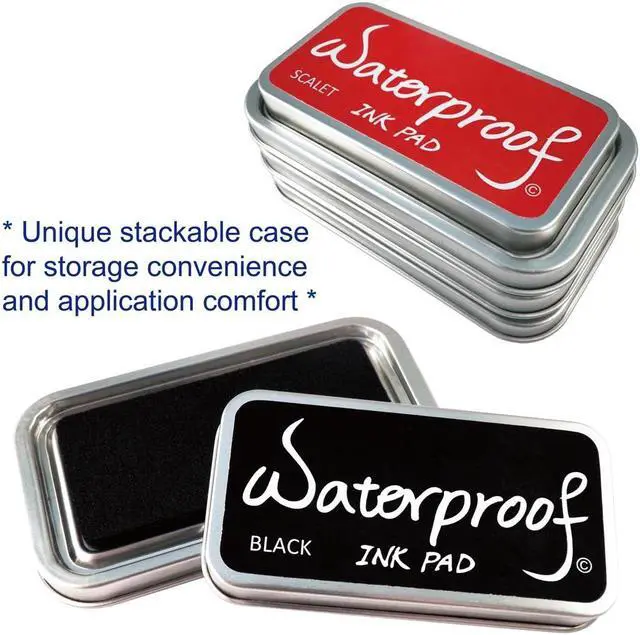 Alt view image 5 of 6 - Waterproof 5 Colors Ink Pad for Stamps,Permanent, Waterproof Ink Pads,Ink Pads for Rubber Stamps, Rubber Stamps Pads- Permanent, Waterproof, Stamp Pads for Card Making, Scrapbooking Supplies