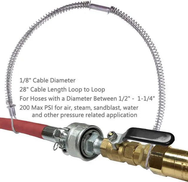 Alt view image 3 of 7 - JAVIKA 200 PSI 1/8inch X 28inch Hose Safety Whip Check Cable, Safety Cable, for Hose to Hose Restraint, Hose Fitting Connection, Safety Check, Hydraulic, Pressure (10 Pack)