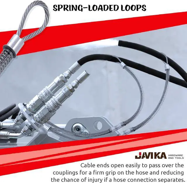 Alt view image 6 of 7 - JAVIKA 200 PSI 1/8inch X 28inch Hose Safety Whip Check Cable, Safety Cable, for Hose to Hose Restraint, Hose Fitting Connection, Safety Check, Hydraulic, Pressure (10 Pack)