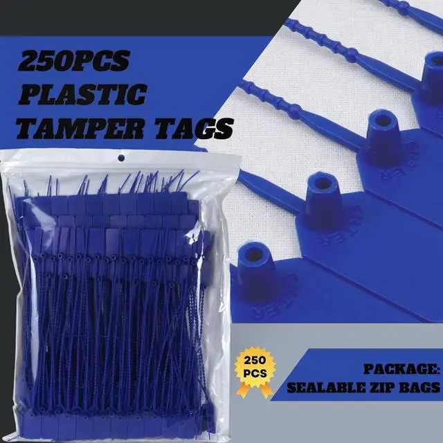 Alt view image 4 of 7 - JAVIKA 250pcs Plastic Tamper Seal Tags, Cable Labels, Pull-Tite Security Seal, Zip Ties, Cord Labels for Luggage Tag, Electronics, Cable Management Ties, Fire Extinguisher Tags-(9.2 inch, blue)