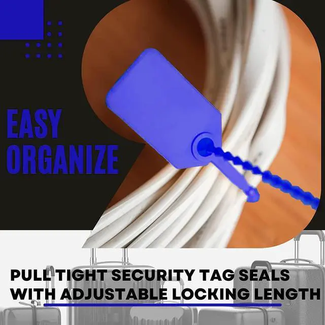 Alt view image 6 of 7 - JAVIKA 250pcs Plastic Tamper Seal Tags, Cable Labels, Pull-Tite Security Seal, Zip Ties, Cord Labels for Luggage Tag, Electronics, Cable Management Ties, Fire Extinguisher Tags-(9.2 inch, blue)