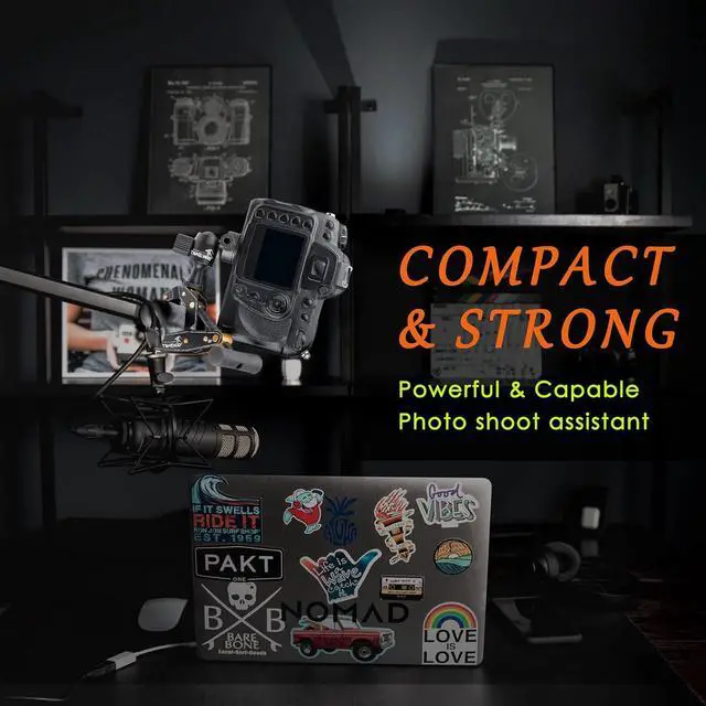 Alt view image 4 of 7 - TAKEWAY Camera Clamp Mount Tabletop C Clamp Mount Stand with Phone Holder, 360°Rotatable Mini Ball Head and 1/4" Screew Quick Release Clamp for GoPro/Brinno/DSLR/MILC/SLR Camera and Smartphone