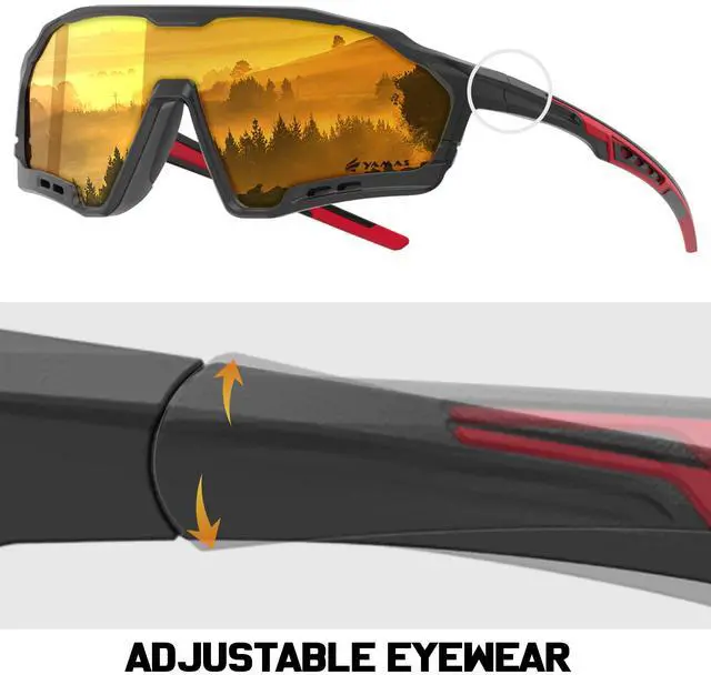 Alt view image 2 of 7 - Sport Sunglasses for Mens Womens, Lightweight Frame, Non-Slip Nose Pads for Hiking, and Running, UV400 Protection-Golden Color