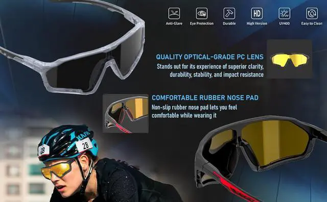 Alt view image 6 of 7 - Sport Sunglasses for Mens Womens, Lightweight Frame, Non-Slip Nose Pads for Hiking, and Running, UV400 Protection-Golden Color