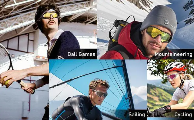 Alt view image 7 of 7 - Sport Sunglasses for Mens Womens, Lightweight Frame, Non-Slip Nose Pads for Hiking, and Running, UV400 Protection-Golden Color