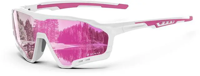 Main image of Sport Sunglasses for Mens Womens, Lightweight Frame, Non-Slip Nose Pads for Hiking, and Running, UV400 Protection-Pink Color