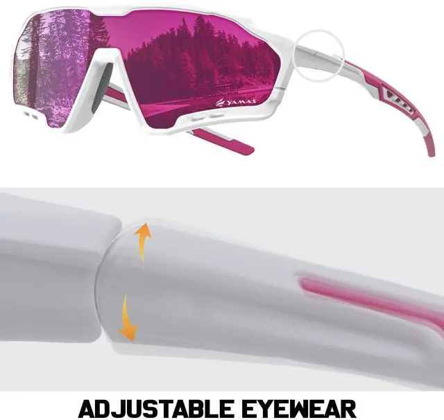 Alt view image 2 of 7 - Sport Sunglasses for Mens Womens, Lightweight Frame, Non-Slip Nose Pads for Hiking, and Running, UV400 Protection-Pink Color