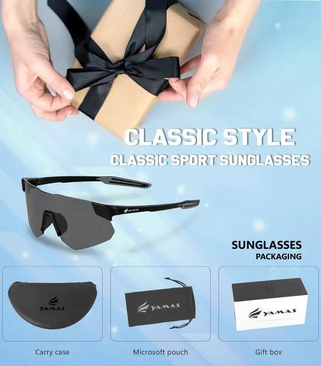 Alt view image 5 of 7 - Sport Sunglasses for Mens Womens, Wrap around Sunglasses, Non-Slip Nose Pads for Climbing and Running, UV400 Protection-Smoke Gray Color