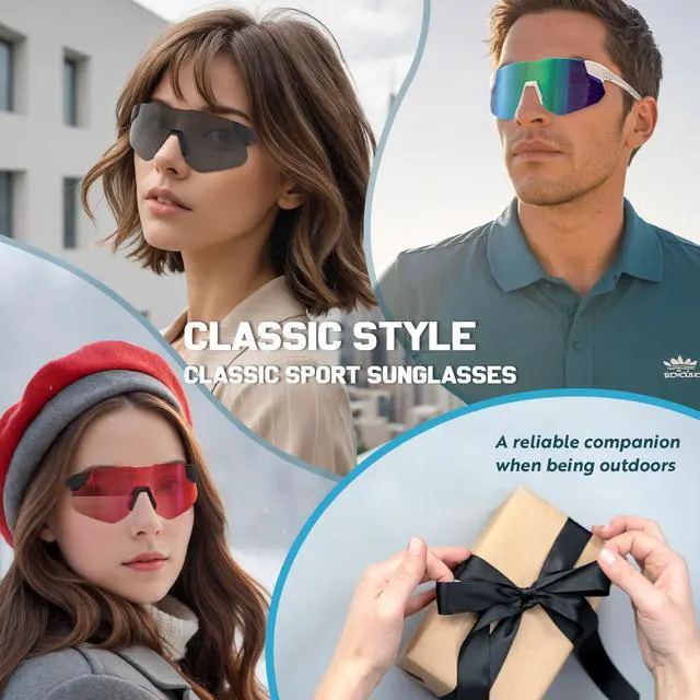 Alt view image 6 of 7 - Sport Sunglasses for Mens Womens, Wrap around Sunglasses, Non-Slip Nose Pads for Climbing and Running, UV400 Protection-Smoke Gray Color