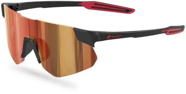 Main image of Sport Sunglasses for Mens Womens, Wrap around Sunglasses, Non-Slip Nose Pads for Climbing and Running, UV400 Protection-Orange-red Color