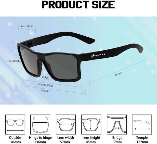 Alt view image 3 of 7 - Sunglasses for Mens Womens, Classic Rectangular Retro Men Sunglass, Sports Sunglasses for Fishing, UV400 Protection-Black Color