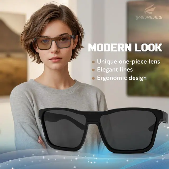 Alt view image 6 of 7 - Sunglasses for Mens Womens, Classic Rectangular Retro Men Sunglass, Sports Sunglasses for Fishing, UV400 Protection-Black Color