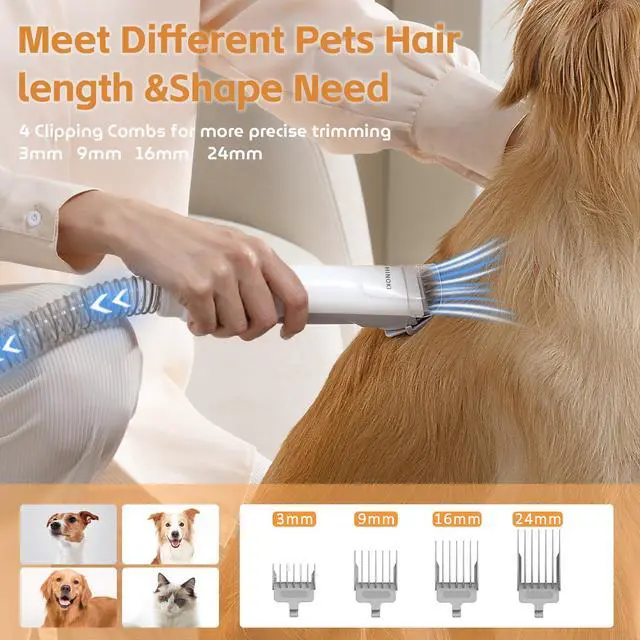 Alt view image 3 of 6 - HINOKI Pro pet grooming kit,Pet Grooming Vacuum Picks Up 99% Pet Hair,7 Proven Grooming Tools, 2.3L Capacity Pet Hair Dust Cup