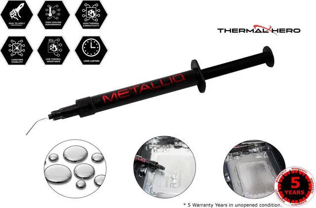 Main image of THERMAL HERO METALLIQ Series , Liquid Metal Compound 5g, Extreme High Thermal Conductive Plus, For PC Cooling, Extreme Overclocking, Gaming, Xbox, Playstation