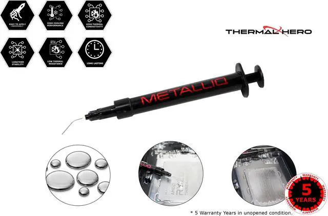 Alt view image 2 of 4 - THERMAL HERO METALLIQ (1g) LIQUID METAL PASTE for CPU | Extreme Overclocking | Xbox PS4 PS5