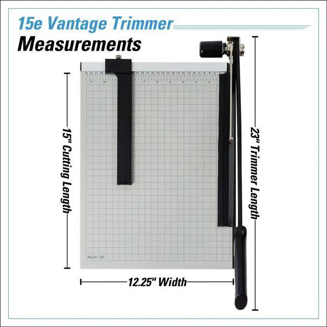 Alt view image 7 of 7 - Dahle Vantage 15e Paper Trimmer, 15" Cut Length, 15 Sheet, Automatic Clamp, Adjustable Guide, Metal Base with 1/2" Gridlines, Guillotine Paper Cutter